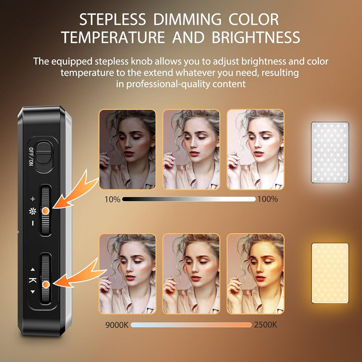 Selfie Licht Handy 120 LED, 2500-9000K Dimmbare Lichmodi Handylicht, 3000mAh Kamera Licht mit Stativ