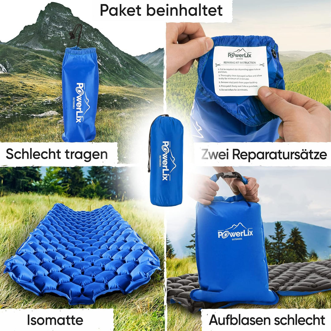 POWERLIX Isomatte Camping Outdoor Luftmatratze - Ultraleichte Aufblasbare Isomatte, kompakte und lei
