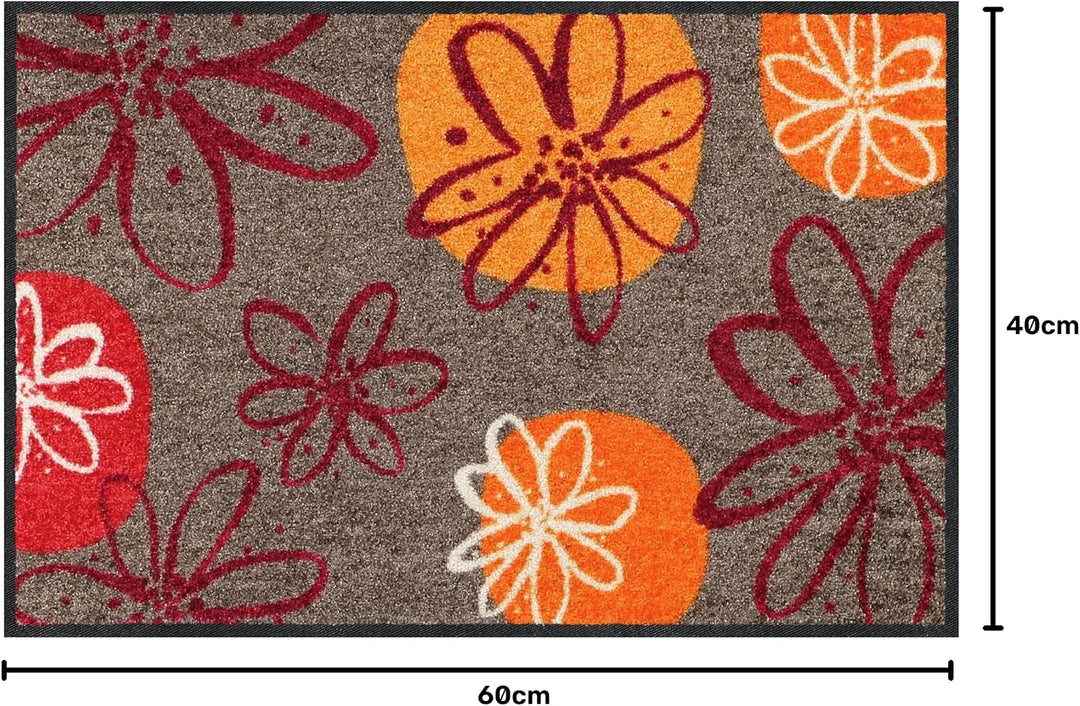 Erwin Müller Fussmatte Koblenz, Schmutzfangmatte, Fussabtreter rutschhemmend, Blumenmotiv braun/rot