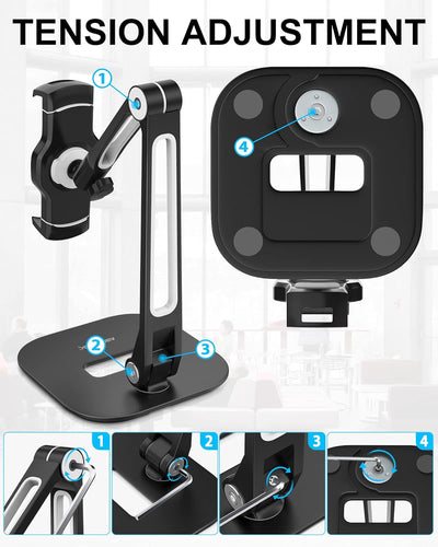 AboveTEK Tablet Ständer Höhenverstellbar Tablet Halterung Tisch, iPad Ständer Schwarz für iPad Mini