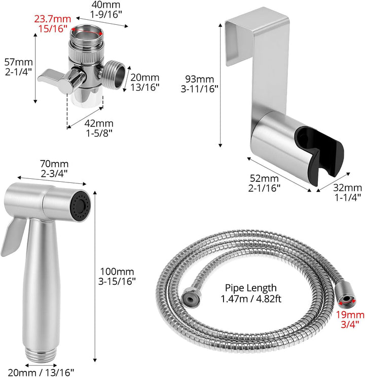 QWORK® Handbrause Bidet Set aus Edelstahl SUS 304 – Vielseitiges für Persönliche Hygiene, Haustierwä