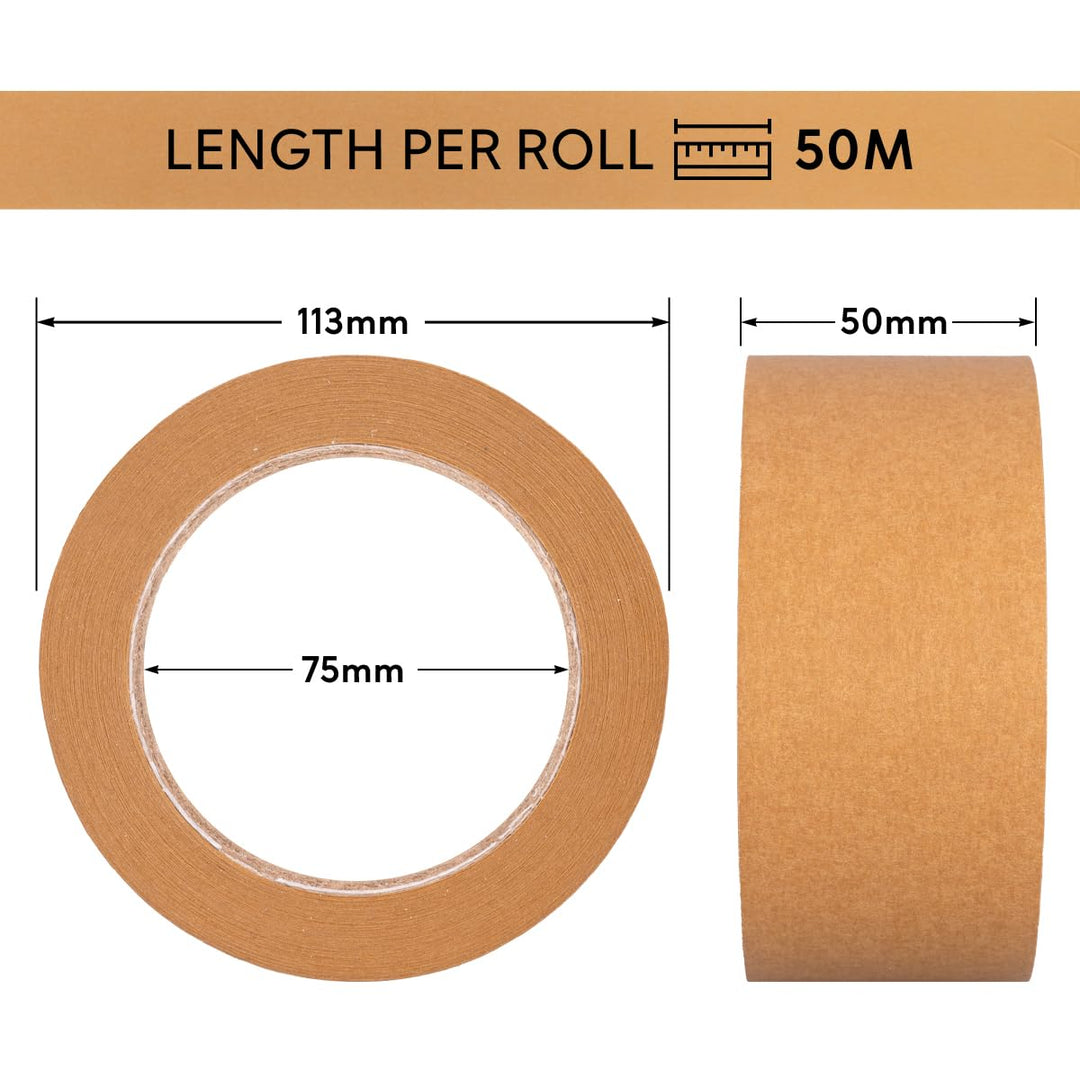 verpacking 10 Rollen Papierklebeband Paketband aus Papier Klebeband 50 m leise abrollend Packband 10