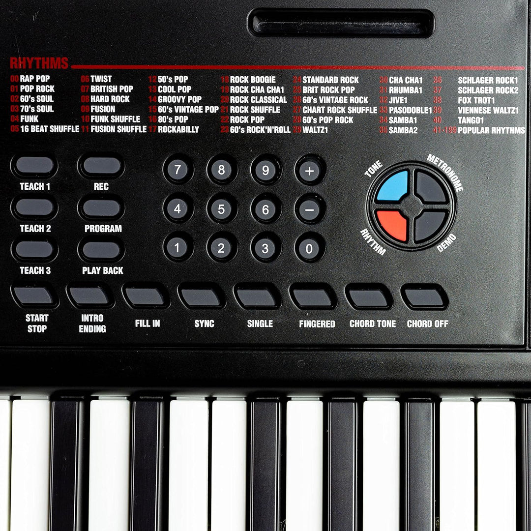 RockJam RJ461AX 61-Tasten-Alexa-tragbare digitale Klaviertastatur mit Notenständer, Netzteil, Simply