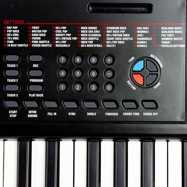 RockJam RJ461AX 61-Tasten-Alexa-tragbare digitale Klaviertastatur mit Notenständer, Netzteil, Simply