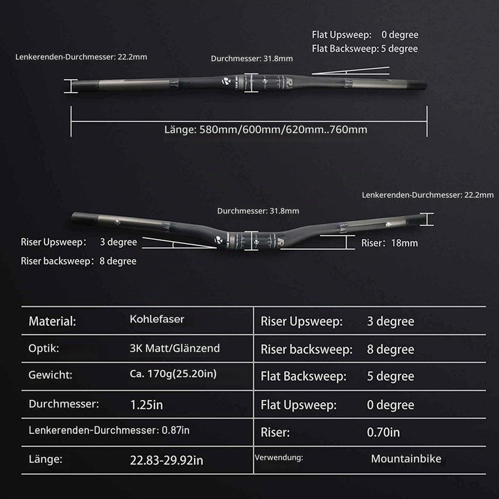 RXL SL mtb lenker 31,8 carbon lenker mtb 3K matt Fahrradlenker Riser Bars 720mm downhill carbon MTB