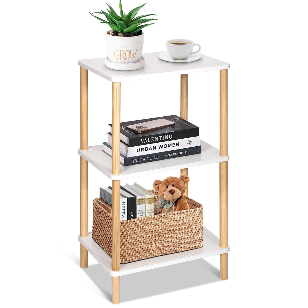 YGYQZ Beistelltisch, Weiss Nachttisch 3 Ebenen, Holz Couchtisch Kleiner Tisch für Schlafzimmer, Wohn