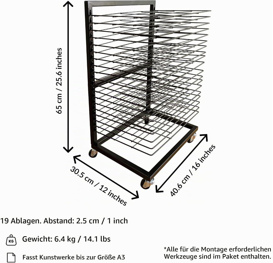 ODOXIA Bilder Trockengestell KLEIN für Klassenzimmer | KOMPAKTES, funktionales &amp; mobiles Bildertrock