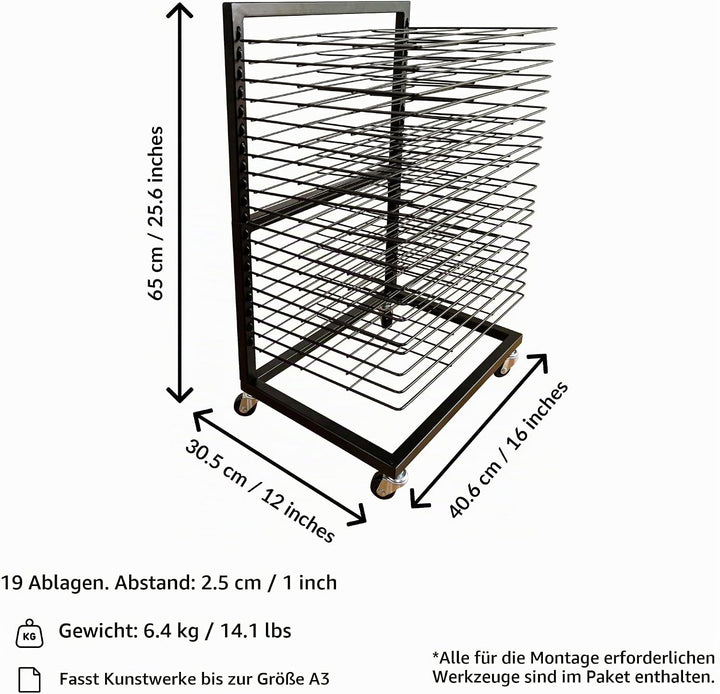 ODOXIA Bilder Trockengestell KLEIN für Klassenzimmer | KOMPAKTES, funktionales &amp; mobiles Bildertrock