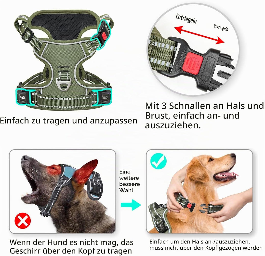 HEELE Hundegeschirr, Brustgeschirre für Hunde, Laufgeschirre Hund mit abschliessbarem Schnappverschl