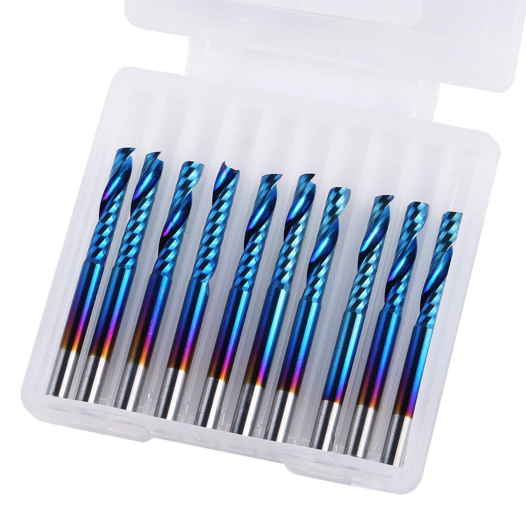 SainSmart Genmitsu 10Pcs Nano Blue Coat flache Nase Schaftfräser CNC Fräser, 1/8 "Schaft Spirale Upc