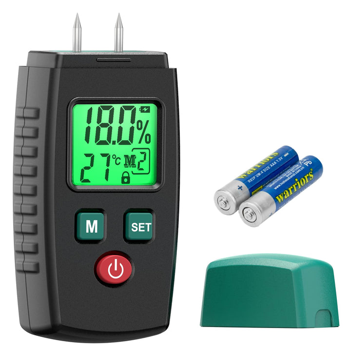 Feuchtigkeitsmessgerät, ERICKHILL EWM03 Pin-Typ Holzfeuchtemessgerät mit 5 Modi, LCD-Display mit grü