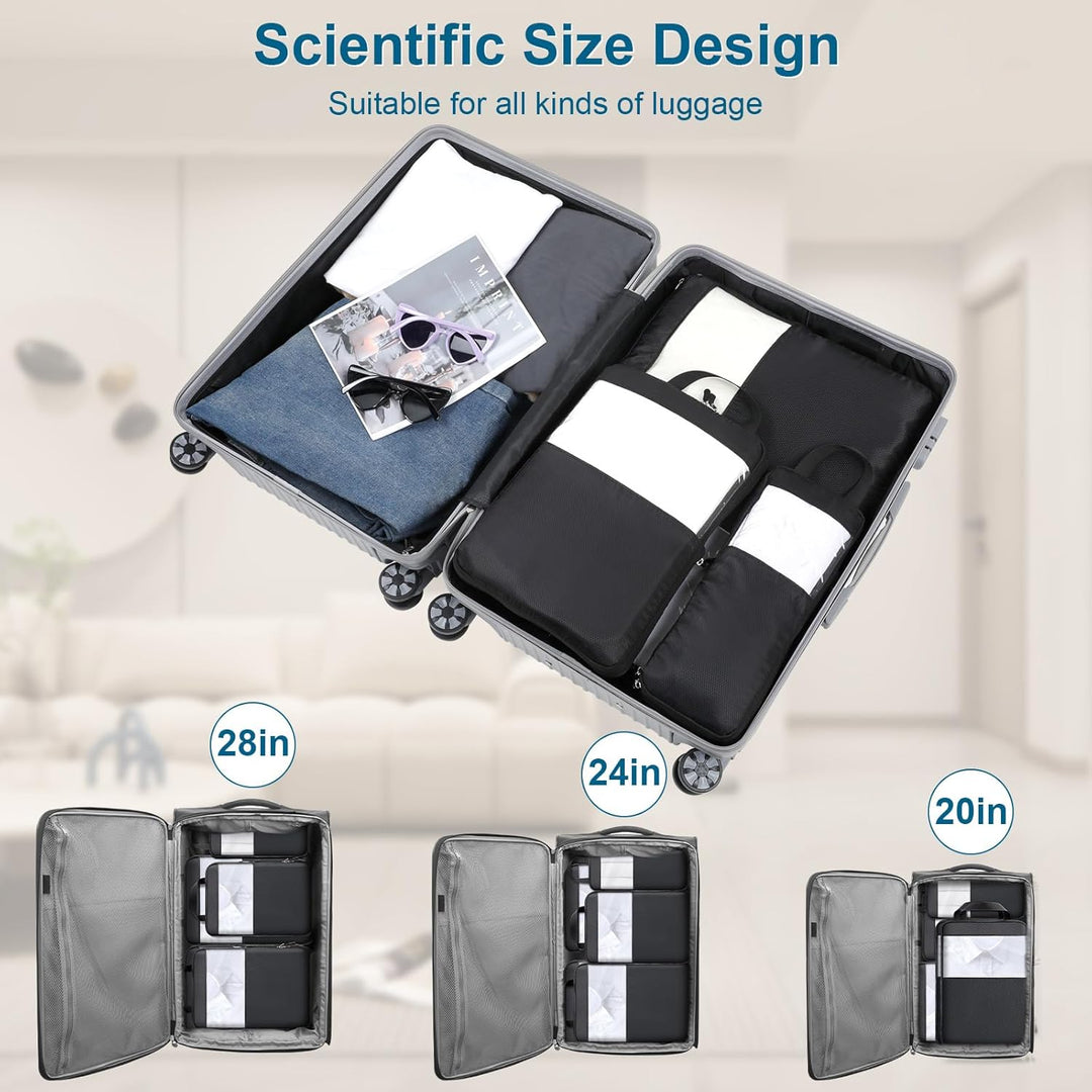 Cozary Koffer Organizer Packing Cubes Compression 4 Stück - Packwürfel mit hohem Fassungsvermögen, T