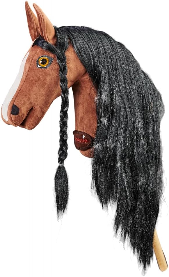 PONNIE Reitpferd mit Rollen Camel XL (9-99 Jahre), Spielpferd zum Reiten mit Rot Sattel, Kämmbare Mä