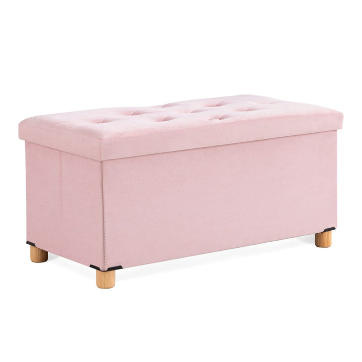 BRIAN & DANY Sitztruhe Sitzhocker Fusshocker mit Stauraum und Deckel mit Holzfüssen, 76 x 38 x 38 cm