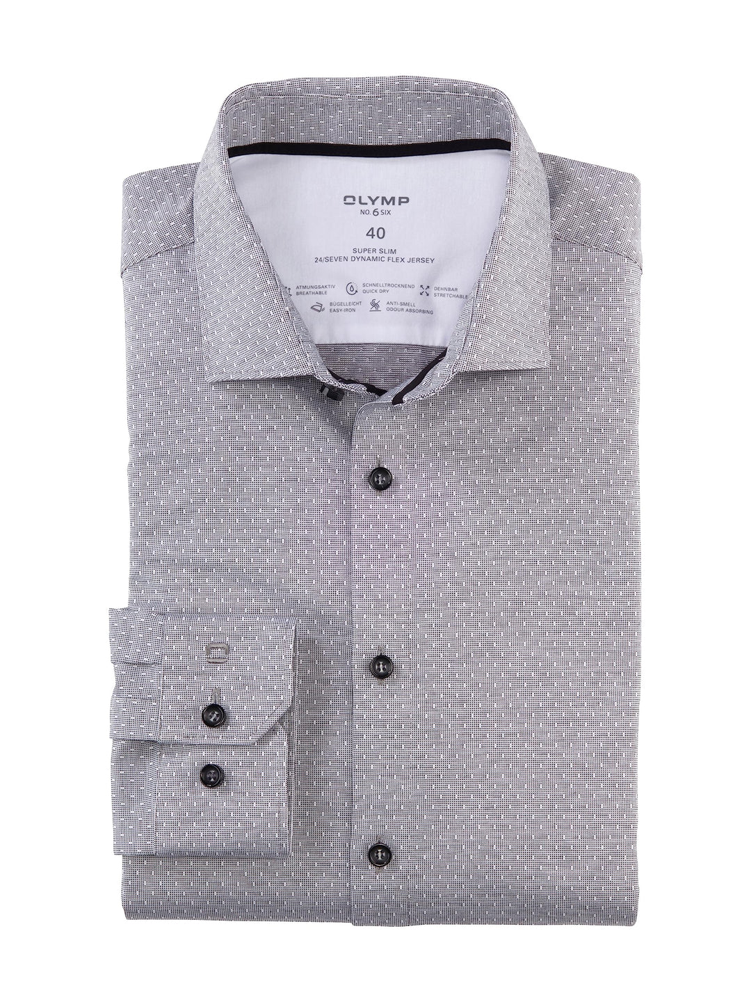 OLYMP Herren Businesshemd Langarm No. Six 24/Seven,Twill,super Slim,Modern Kent 36 Schwarz 68, 36 Sc