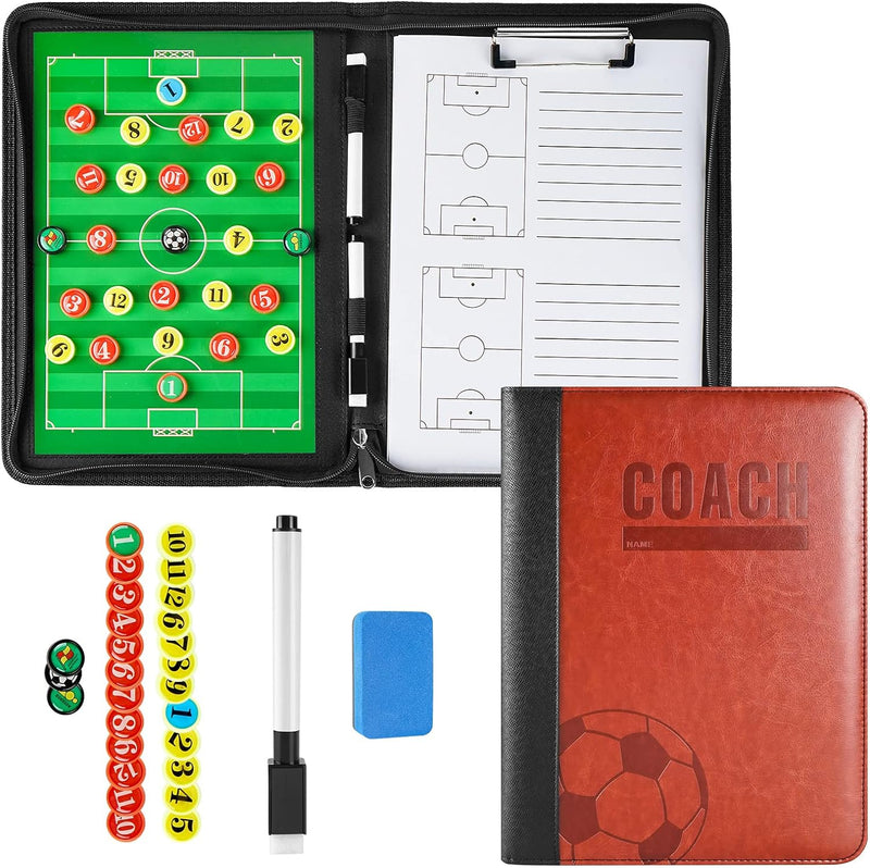 MKNZOME Professional Tragbar Taktikboards, Magnet Fussball Coach-Board Taktikmappe Coach-Mappe mit T