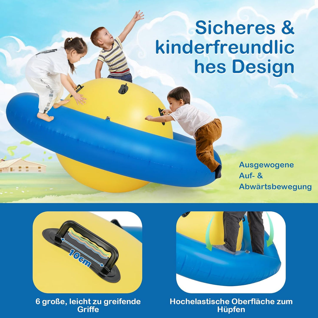 COSTWAY Aufblasbare Kuppelwippe für Kinder, 223 cm grosse Kinderwippe zum Rollen, Neigen, Klettern &