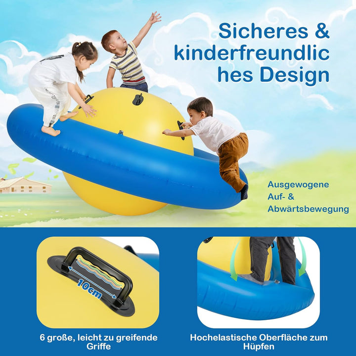COSTWAY Aufblasbare Kuppelwippe für Kinder, 223 cm grosse Kinderwippe zum Rollen, Neigen, Klettern &
