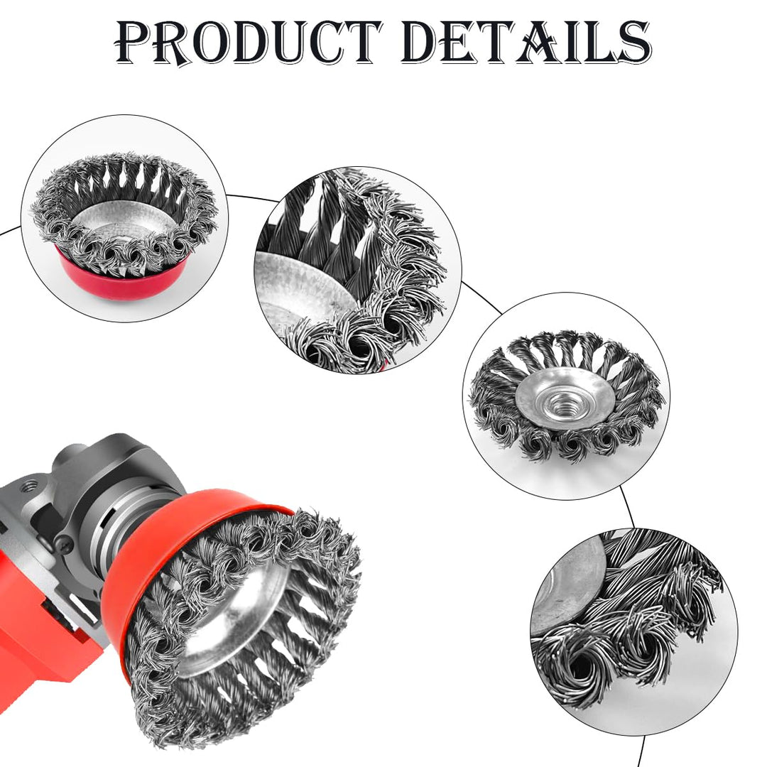 6 Stück Drahtbürste Winkelschleifer, Drahtbürste Bohrmaschine, Drahtbürste Flex Mit M14, Topfbürste