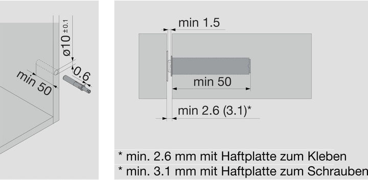 Blum Aventos Tip On Kraftspeicher 960-2215 weiss Klappenbeschlag m. Montageplatte Leistungsfaktor 96