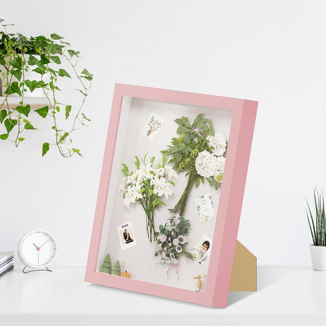 Muzilife 3D Bilderrahmen zum Befüllen mit Echter Glasscheibe, 24x30x2,5cm Tiefer MDF Rahmen, Objektr