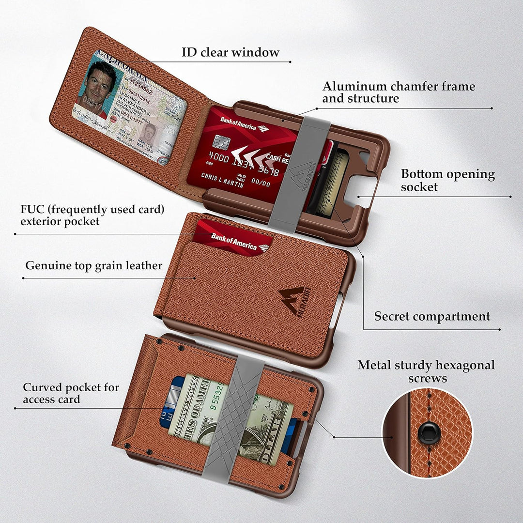 MURADIN Taktische minimalistische Brieftasche für Männer, Elegante Bifold Herren-Geldbörse, schlanke
