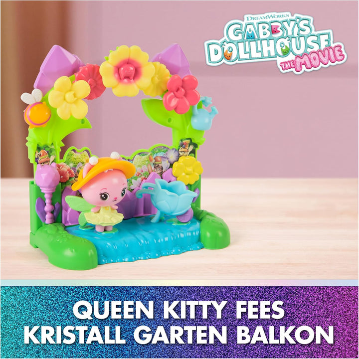 DREAMWORKS GABBY'S DOLLHOUSE: DER FILM - Queen Kitty Fees Kristall Garten Balkon, mit Spielfigur & Z