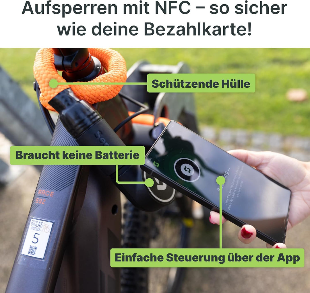 SEREA BOLD, smart lock, Fahrradschloss, Schlüssellos &amp; Batterielos, hohe Sicherheit, Zuverlässig (bl