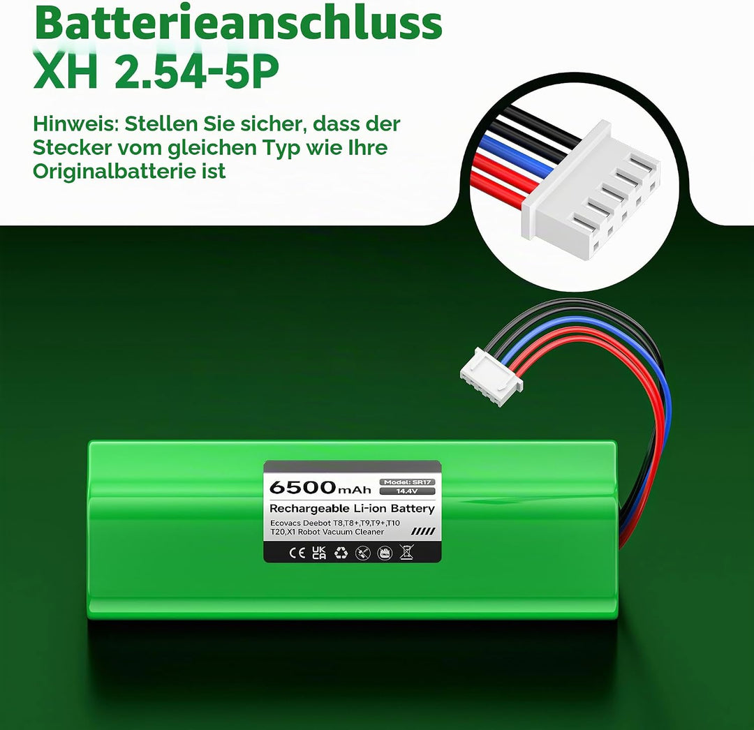 CITYORK 14.4V/ 6500mAh Ersatz Akku für Ecovacs Deebot T30/T30S T50/T50+ Omni/Plus/Pro, für Ecovacs D