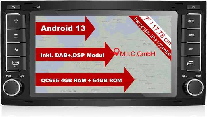 M.I.C. AVTO7 Android 12 Autoradio mit navi Qualcomm Snapdragon 665 4G+64G Ersatz für VW T5 multivan