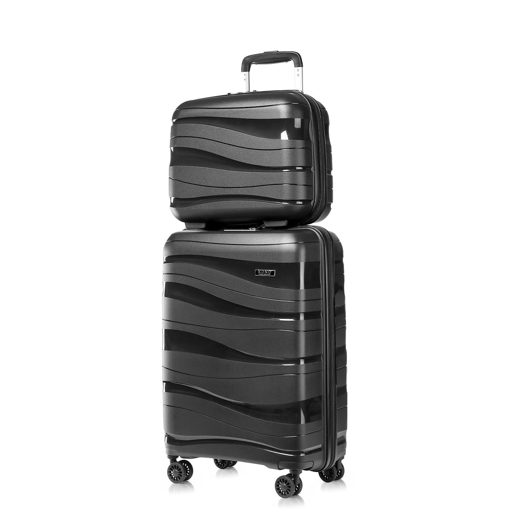 KONO Koffer Trolleys Gepäcksets 4 Teilig Kofferset mit Beautycase Polypropylen Hartschalenkoffer Rei