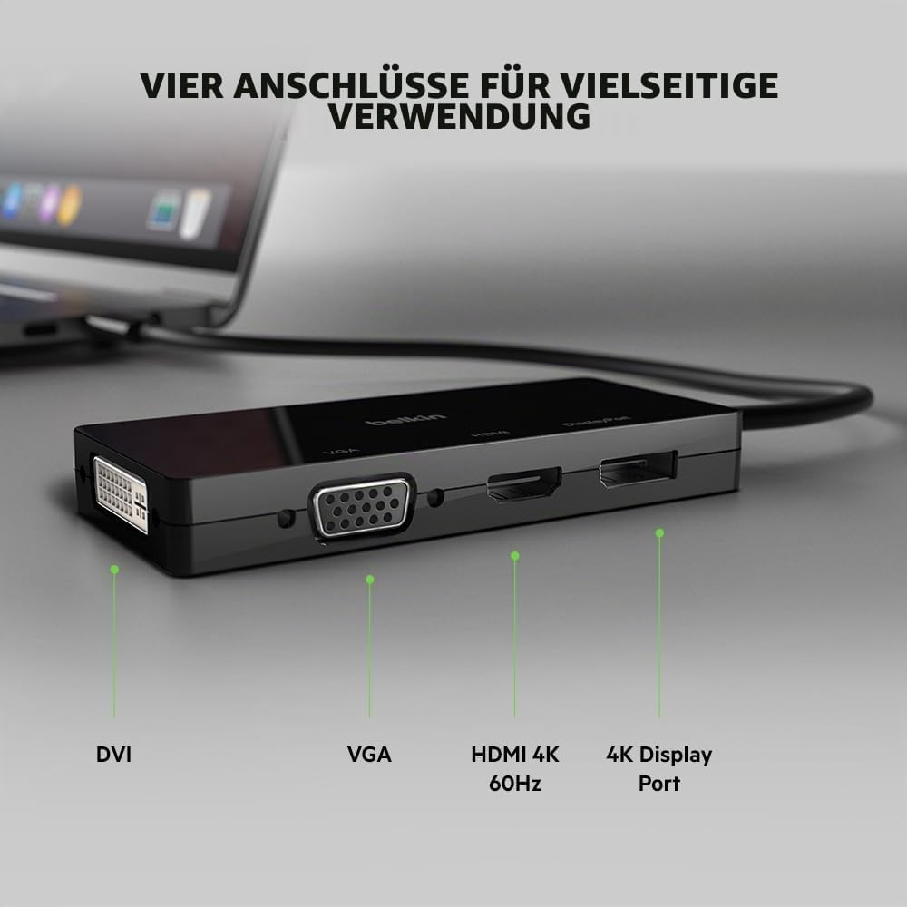 USB-C Video Adapter (HDMI, VGA, DVI, DISPLAYPORT), BLK, Video Adapter