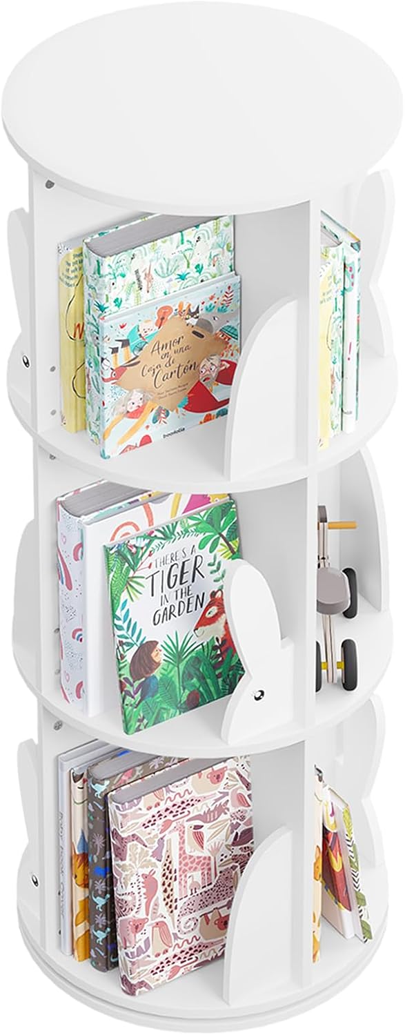 WOLTU Bücherregal Kinder, drehbares Kinderregal mit 3 Ebenen, Bücher Regal Kinderzimmer Wohnzimmer,