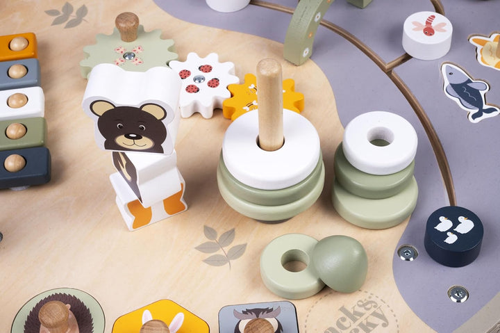 Engelhart - 640030 - Spieltisch aus Holz mit vielen Aktivitäten - Fördert die Feinmotorik - Ab 12 Mo