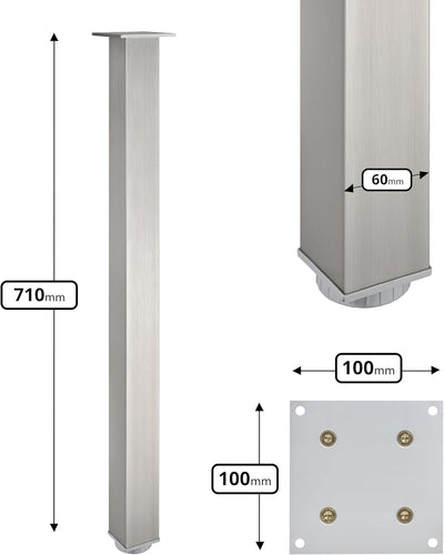 ALUSFERA Tischbeine Höhenverstellbar Quadratische - Tischbeine Metall/Aluminium - Möbelfüsse für Ess