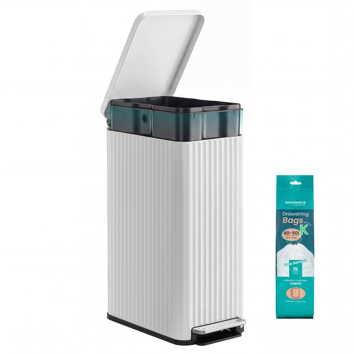 SONGMICS Mülleimer Küche, 50 L Abfalleimer mit Pedal, Tretmülleimer mit Deckel, Softclose, herausneh