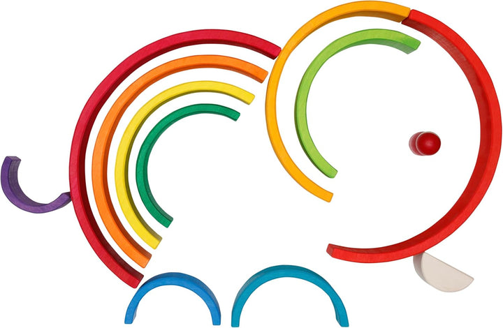 goki 58478 - Bausteine Regenbogen aus Ahornholz - goki Evolution - 11 Teile - Bunte Farben auf Wasse