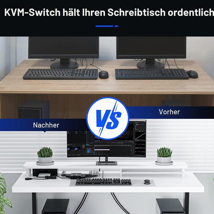 8K USB 3.0 KVM Switch Displayport 2 Ports 8K@30Hz 4K@120Hz,KVM Switch 2 PC 1 Monitore Support DP1.4