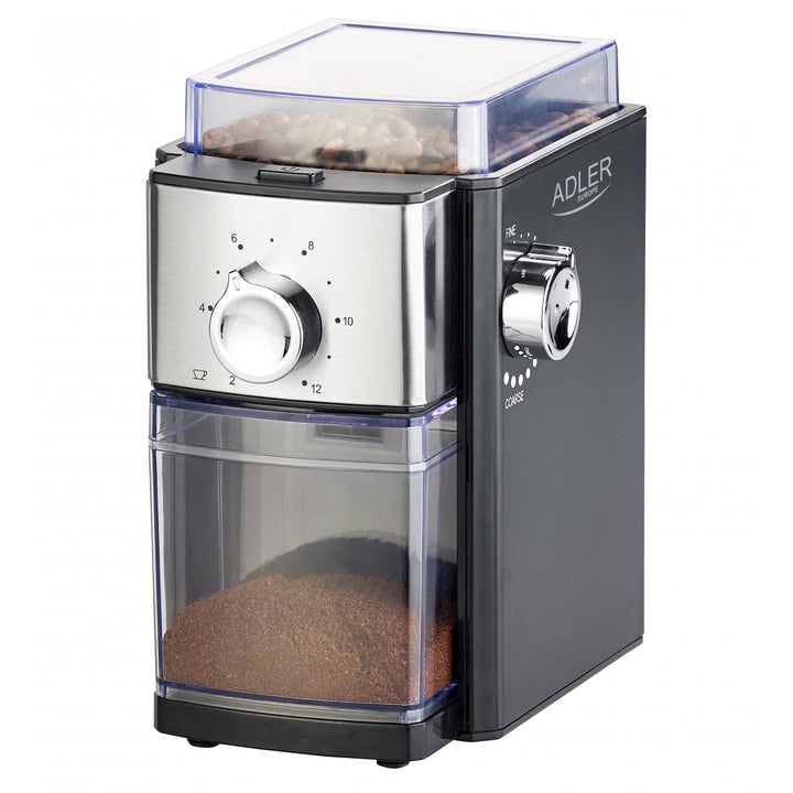 Adler AD 4448 Burr Kaffeemühle elektrisch mit stufenloser Mahlgradeinstellung 250 Gramm Bohnenbehält