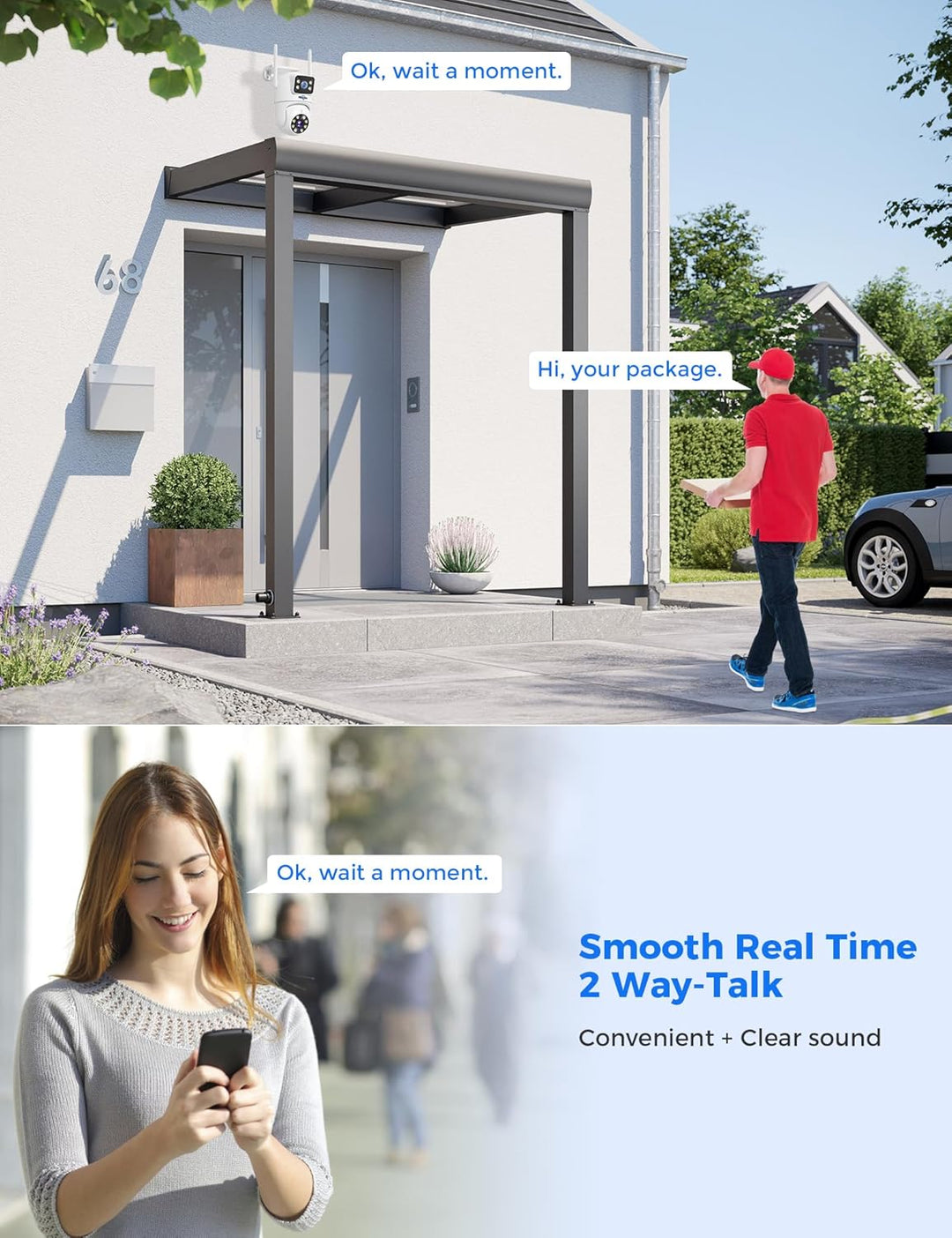 Hiseeu [Dual-Objektiv 3MP Überwachungskamera Aussen WLAN,2,4G/5G Dual-Ansicht PTZ WiFi Kamera Outdoo