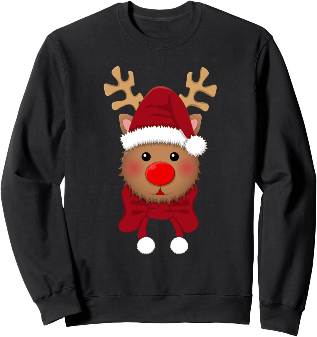 Weihnachts-Schal mit Rentier-Gesicht und Weihnachtsschal, für Kinder Sweatshirt