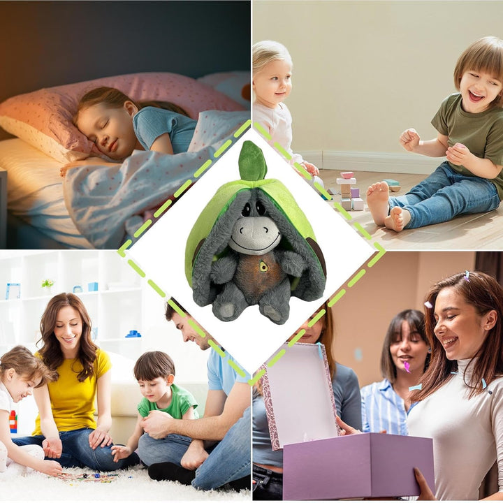 Schlummer Esel Kuscheltier,29*24cm Schlafender Plüschesel Zum Stressabbau, 4 Atemmodi,Spielzeug Für