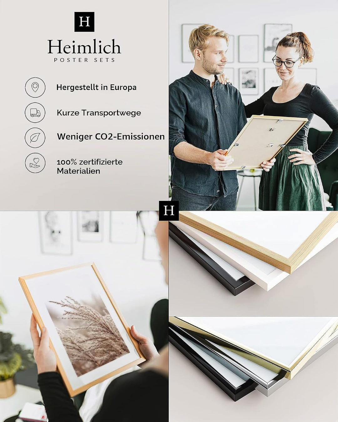 Heimlich® Doppelpack (2 STK.) Bilderrahmen DIN A3 Holz Natur | Bilderrahmen Holz | Natur DIN A3 (11.
