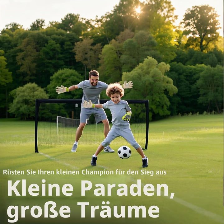 Jugendliche und Erwach,Kinder sener Torwarthandschuhe mit Fingersave，Rutschfes，Gewährung von Starken