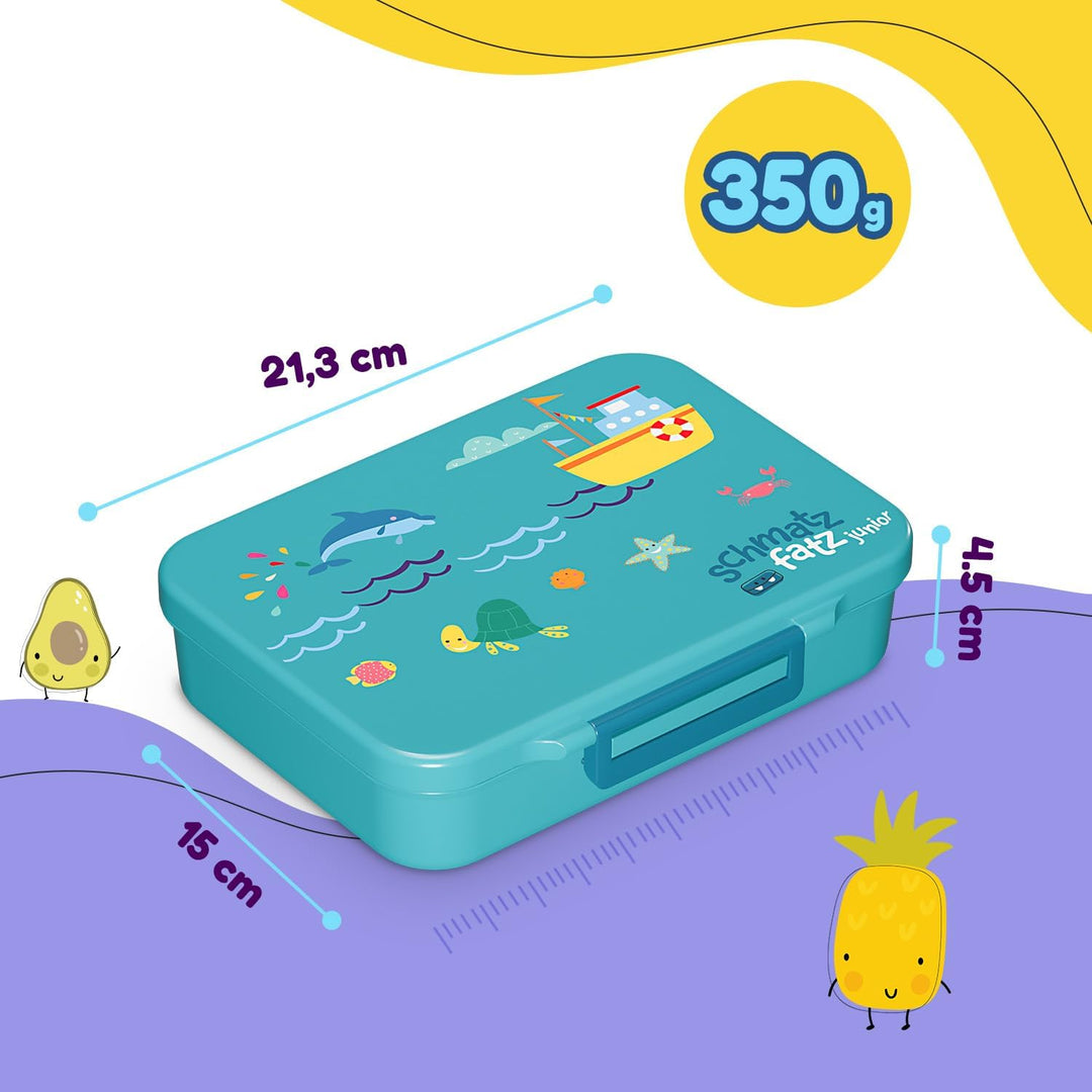 schmatzfatz Lunchbox, Unterteilte Brotdose Kinder, Lunchbox mit Fächern, Bunte Bento-Box für Schule