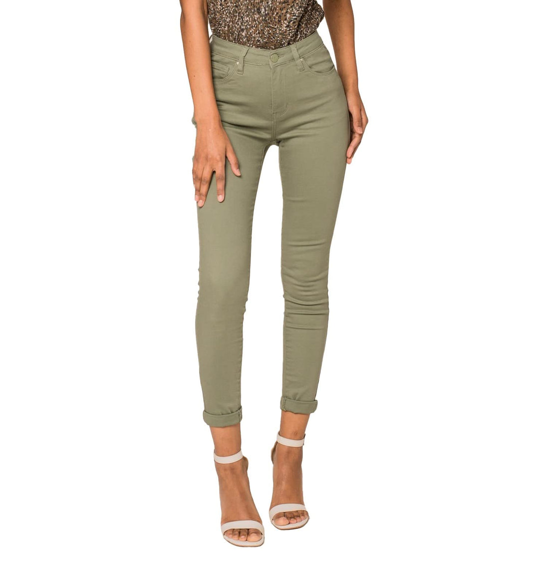 Nina Carter P056 Damen Jeanshosen Skinny Fit Jeans High Waist S Mandelgrün (P109-17), S Mandelgrün (