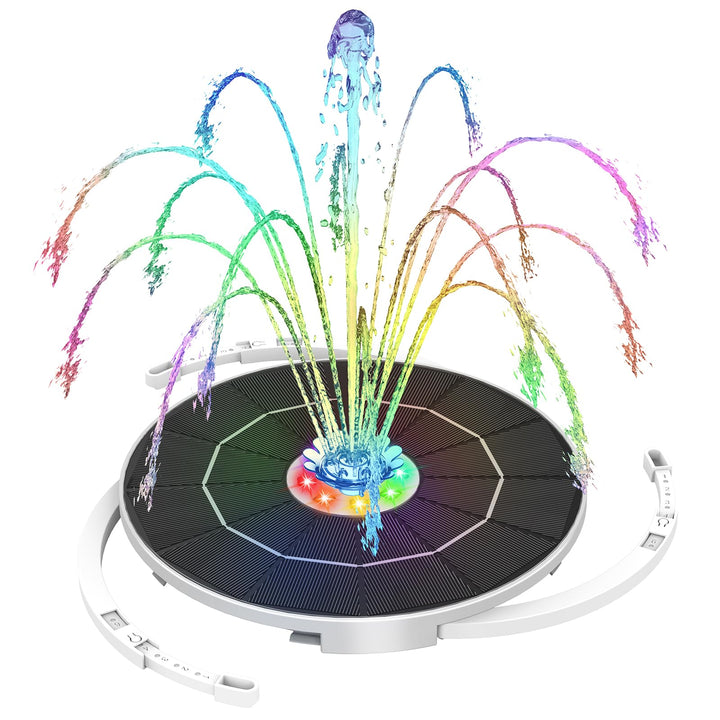 AISITIN 5,5W LED Solar Springbrunnen mit Verstellbare Stützstange Buntes Teichpumpe Solarbrunnen mit