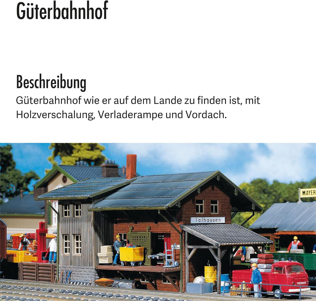 FALLER Güterbahnhof Modellbausatz mit 98 Einzelteilen 209 x 82 x 90 mm I Modelleisenbahn Zubehör H0