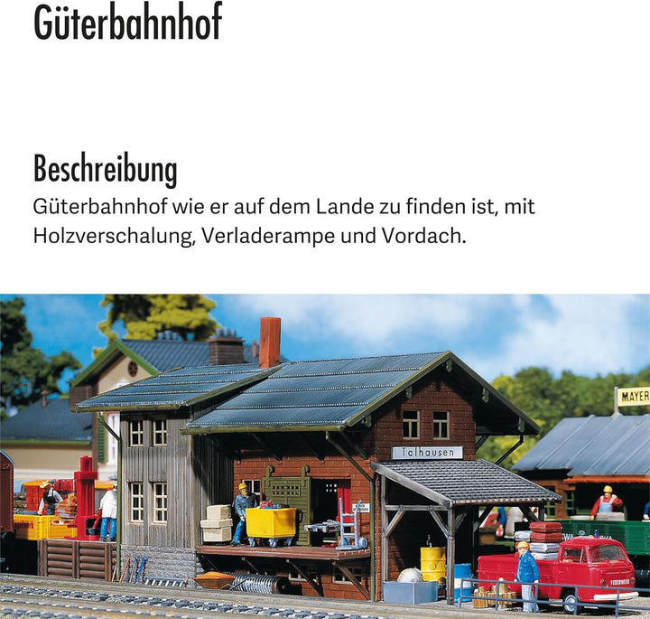 FALLER Güterbahnhof Modellbausatz mit 98 Einzelteilen 209 x 82 x 90 mm I Modelleisenbahn Zubehör H0