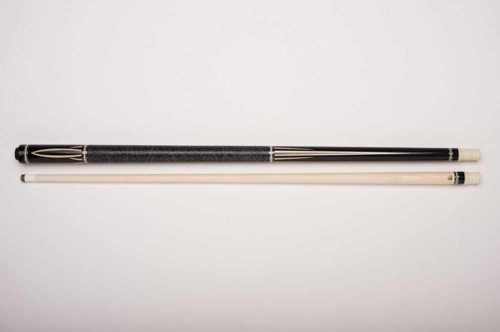 Demon DF1-001 Billard-Queue für Poolbillard, 2-teilig, mit Klebeleder, Vollholz-Oberteil, Leinen-Gri